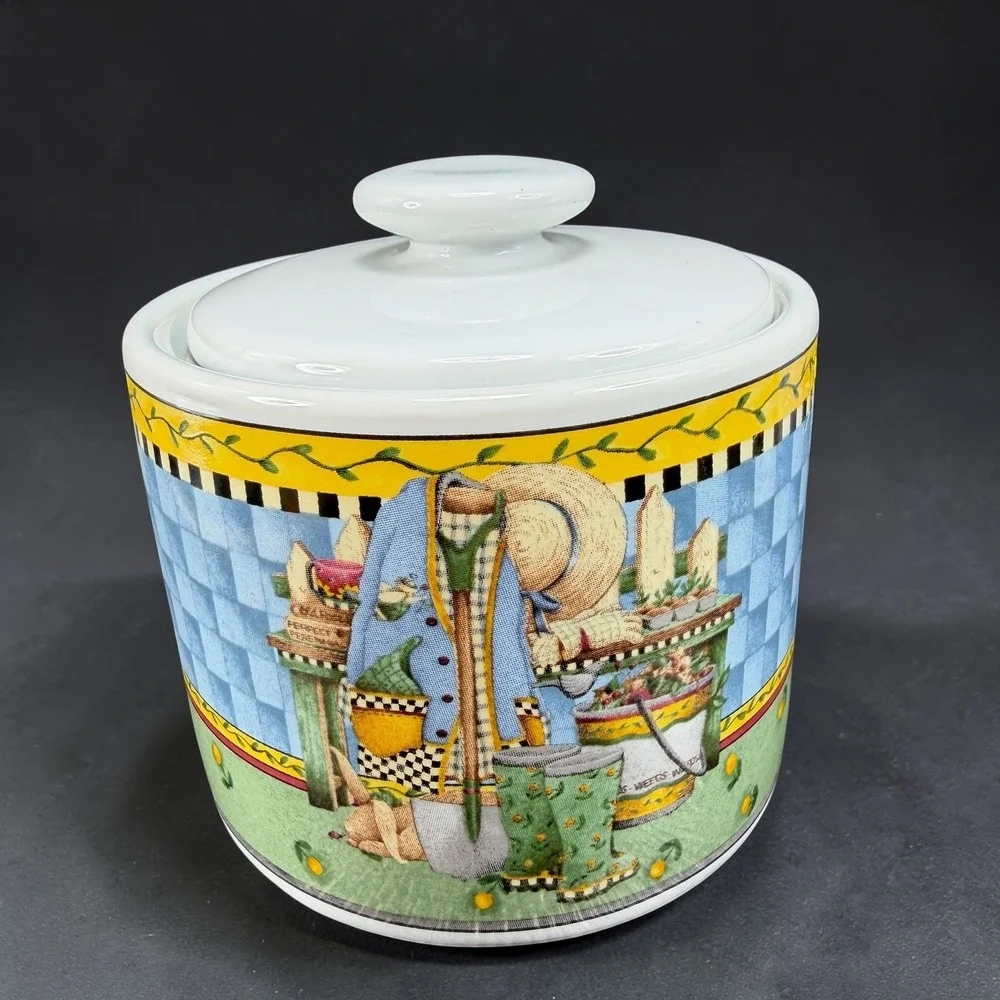 Sakura Garden Vignette Debbie Mumm Sugar Bowl Canister Jar with Lid 1999 Vintage